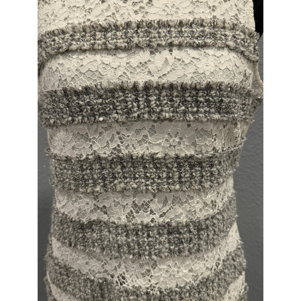 J.Crew Women's Glitter Top, White & Gray, Sz M - Picture 2 of 6